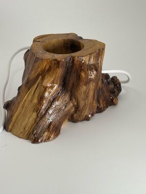 Driftwood Lighted Sphere Stand / Rustic Wood Candle Holder / Natural Root Decor